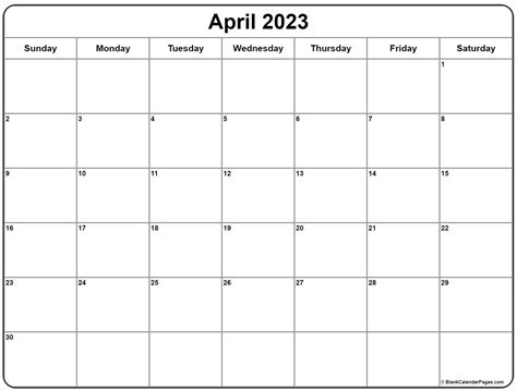 Free Download Printable April 2023 Calendar Large Box Grid Space For
