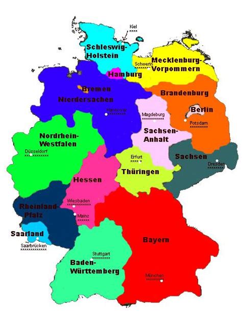 Sparen sie bis zu 70%. Deutschland, die 16 bundesländer, Landeshauptstädte ...