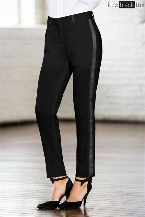 Womens Black Ultra Slim Tuxedo Pants Ladytux Slim Fit Belt Loops