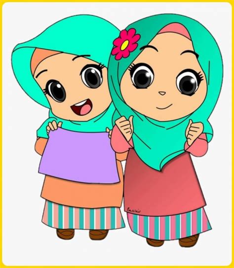 Gambar Kartun Muslimah Ibu Dan Dua Anak Perempuan Explore The Best