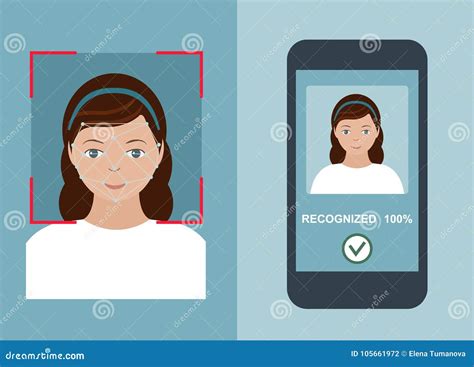 Mobile App - Face Recognition System. Stock Vector - Illustration of