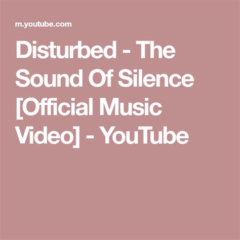 Disturbed The Sound Of Silence [official Music Video] Youtube Youtube Videos Music Music