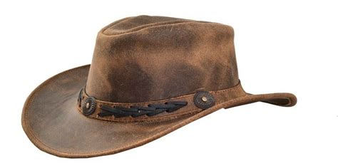 Mens Brown Genuine Leather Cowboy Western Hat