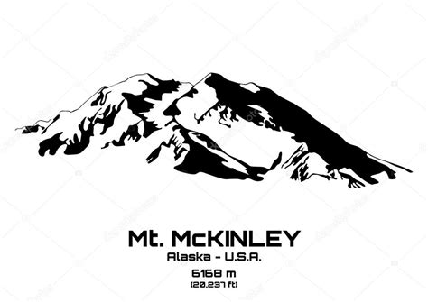 Outline Vector Illustration Of Mt Mckinley 6168 M Premium Vector In