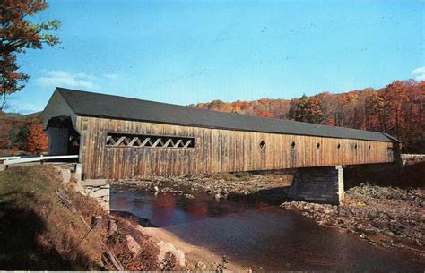 1950s Postcard Old Covered Bridge West Dummerston Vermont Hagins