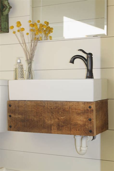 This support beam will be placed and secured right inside of the typically we do this style of floating vanity in between two walls, so the walls are our support, and we also have a full tutorial on how to build a similar floating oak bathroom vanity, one with no … Remodelaholic | Reclaimed Wood Floating Vanity