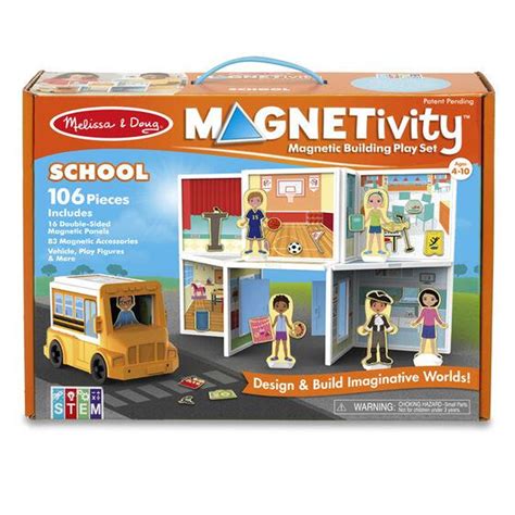 Melissa And Doug Magnetivity Magnetic Building Play Set School 30657