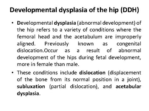 Developmental Dysplasia Of The Hip Ddh Developmental Dysplasia