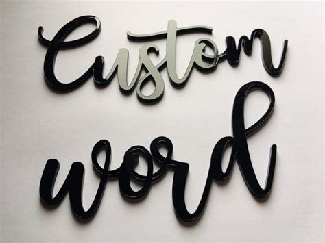 Custom Words Black Acrylic Custom Text Black Letters Etsy