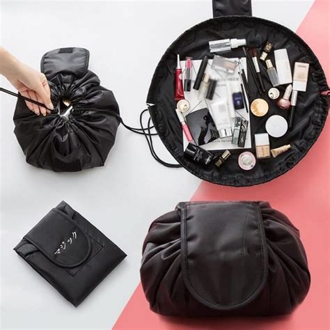 Fold Makeup Bags Waterproof Solid Color Drawstring Women Ladies Travel