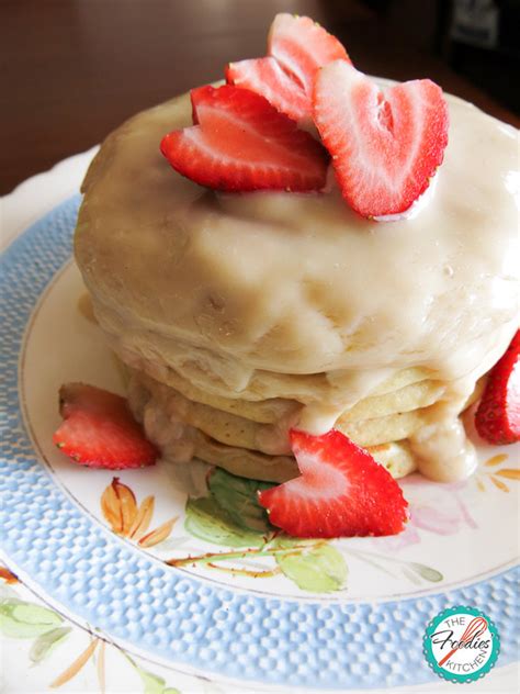 Strawberry Pancakes With Maple Cream Cheese Syrup