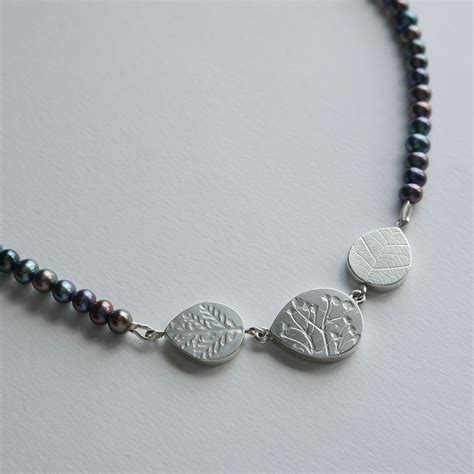 Grey Pearl Teardrop Bead Necklace Contemporary Necklaces Pendants