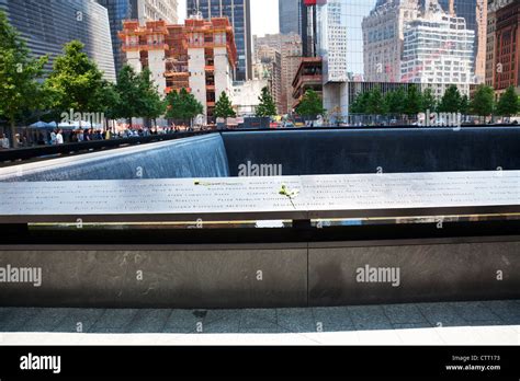 Ground Zero New York Memorial Waterfall With Names Inscribed Round The