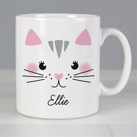 Personalised Cute Cat Face Mug Uk