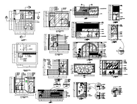 Office Elevation Section Plan Interior Furniture Layout Details Dwg