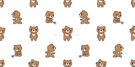 Bear Seamless Pattern Polar Vector Mushroom Teddy Cartoon Tile