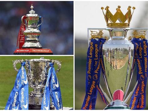 The Premier League Fa Cup And League Cup Trophies 1sports1