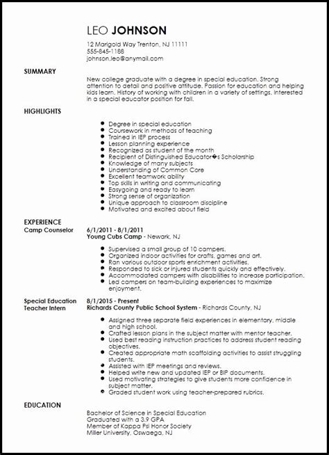 Create your teacher resume fast with the help of expert hints and good vs. Free Sample Resume for Teachers Fresh Free Entry Level Special Education Teacher Resum… in 2020 ...