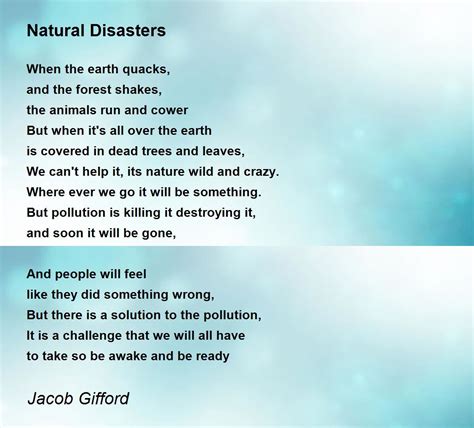 Natural Disasters Natural Disasters Poem By Jacob Ford