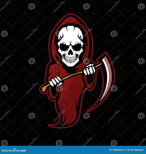 Skull Of Grim Reaper With The Sickle Stock Vector Illustration Of