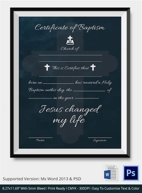 18 Sample Baptism Certificate Templates Free Sample Example Format