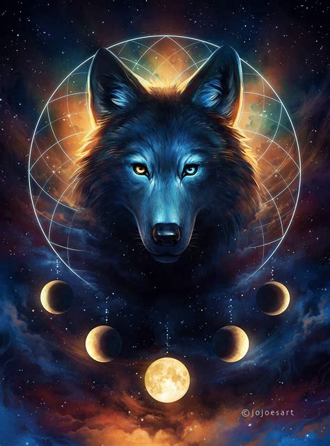 Dream Catcher Signed Art Print Fantasy Wolf Moon Etsy