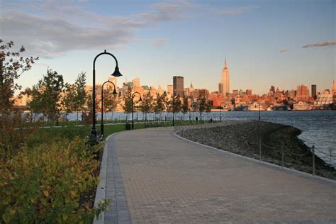 New York City Skyline At Dusk From Hoboken Nj Stock Image Image Of
