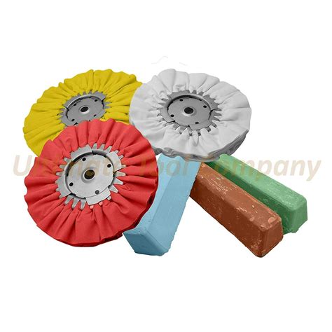Complete 6pc Kit Buffing Wheel And Polishing Aluminum Brown Blue Red