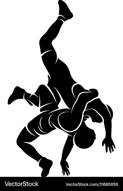 Wrestling Logo Template Symbol Silhouette Design Vector Image
