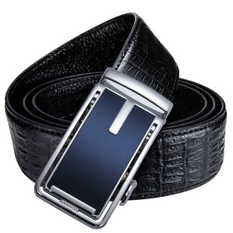 Fashion Blue Buckle Black Leather Belts For Jeans Formal Casual