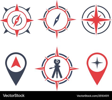 Survey Land Logo Icon With Location Compass And Vector Image