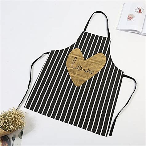 homely 1pcs striped bronzing heart pattern apron adult bibs home cooking baking coffee shop