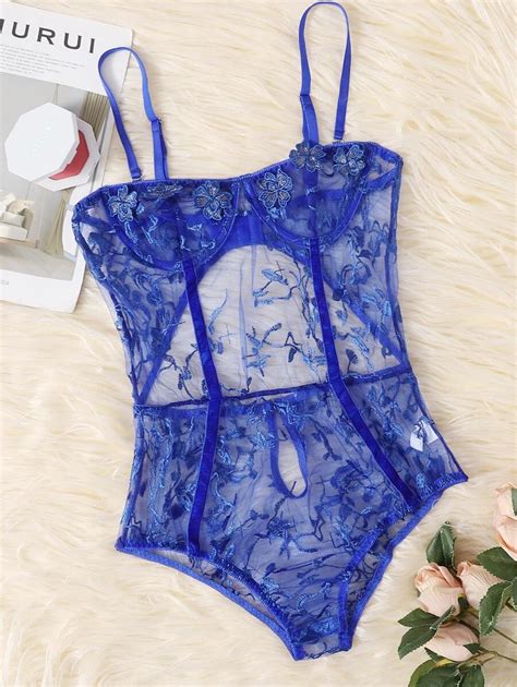 Floral Embroidery Mesh Teddy Bodysuit Shein Usa Gorgeous Lingerie Lingerie Outfits Bridal