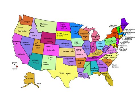 Free Clip Art United States Map With Capitals And State Names By