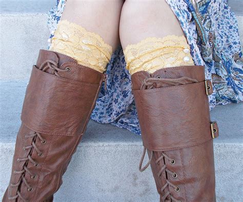 Golden Yellow Lace Boot Cuffs Boot Accessories Lace Boot Etsy