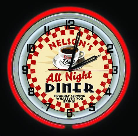 Diner Restaurant Neon Sign Clock Retro Diner Clocks Vintage Etsy