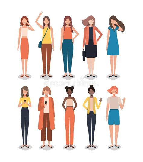 Group Of Women Friends Characters Stock Vector Illustration Of Female