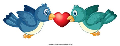 Two Blue Birds Heart Illustration Stock Vector Royalty Free 606095450