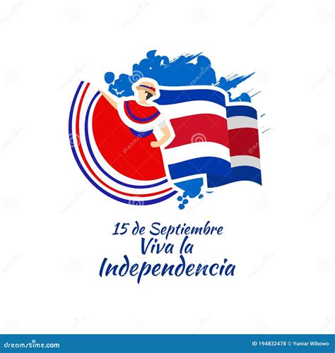 15 De Septiembre Día De La Independencia De Costa Rica Ilustración Del