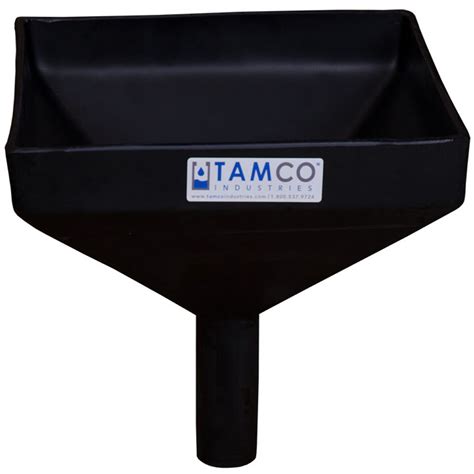 10 Square Black Tamco Funnel With 1 12 Od Spout Us Plastic Corp
