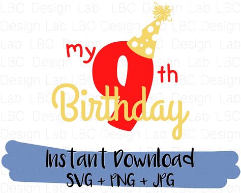 9th Birthday Svg File Unisex T Shirt Design Svg Birthday Etsy