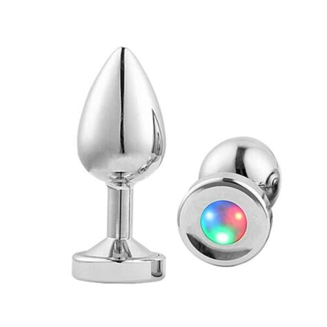 Led Light Up Butt Plug Toy Insert Stainless Steel Metal Jeweled Plated Stopper Ebay