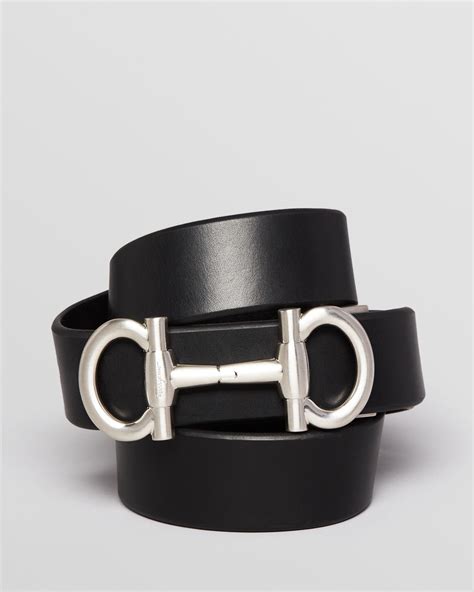 Ferragamo Parigi Double Gancini Leather Belt in Black for Men | Lyst