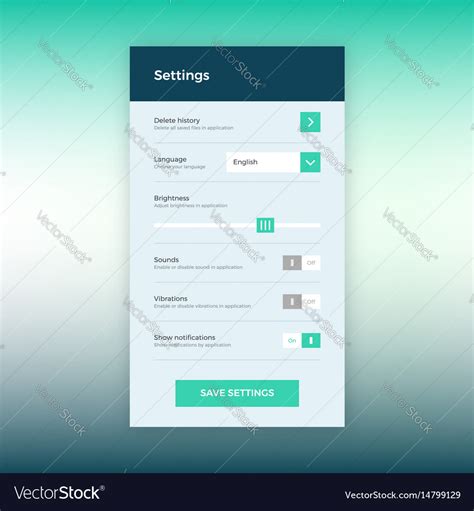 Settings Ui App Design Royalty Free Vector Image