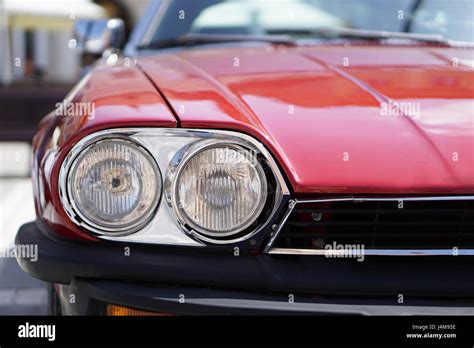 Red Classic Car Headlights Stock Photo Alamy