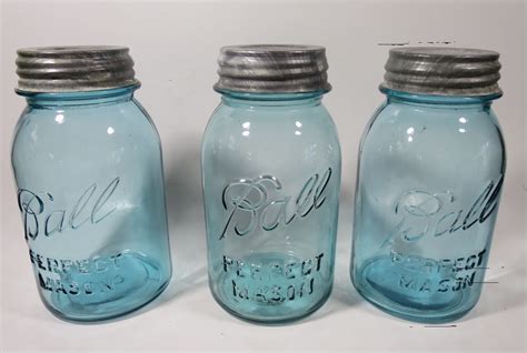 Lot Of 3 Blue Old Ball Perfect Mason Canning Jars 1923 To 1933 Quart