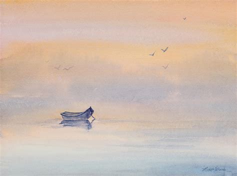 Misty Morning Peace Watercolor Painting Painting By