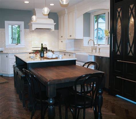 Kitchen Island Benefits From Mixing Wood And Stone Countertops