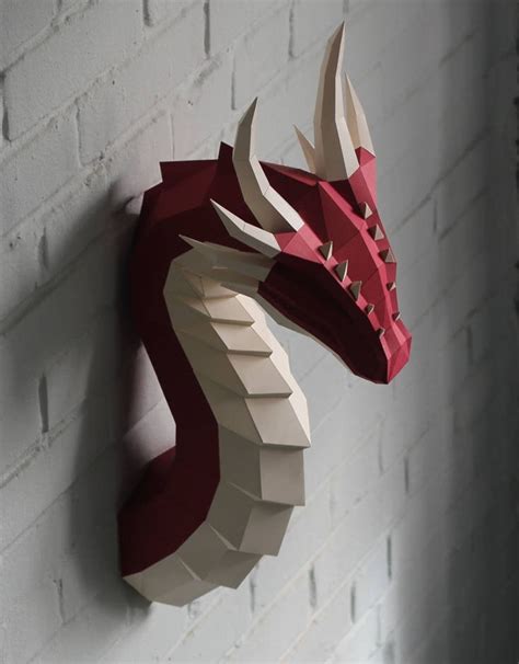 Papercraft Fire Dragon Pdf Lowpoly Dragon Northpoly Etsy