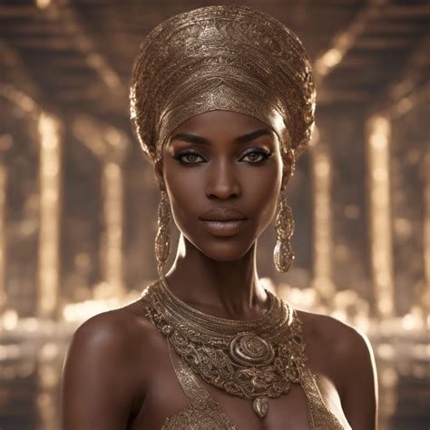 Beautiful Nubian Goddess Sheer Lace Voluptuous Detailed Hazel Eyes